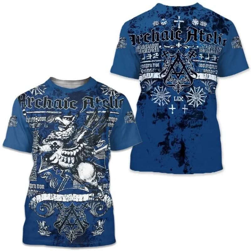 Retro and Old 3D Digital Printing Men's Loose Casual Short-sleeved Crew Neck T-shirt
