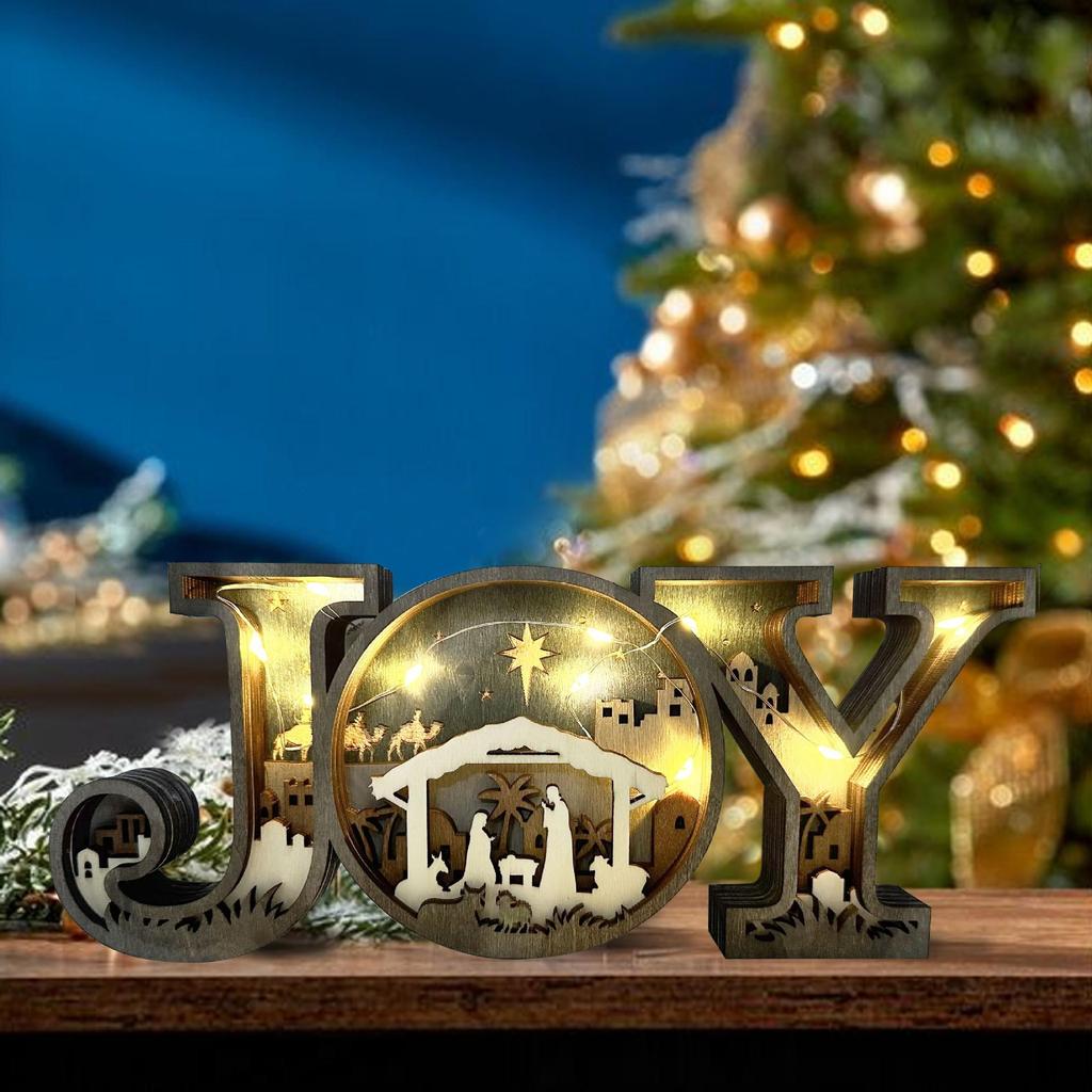 JOY Christmas Wooden Ornament: Creative Home/Office Decoration