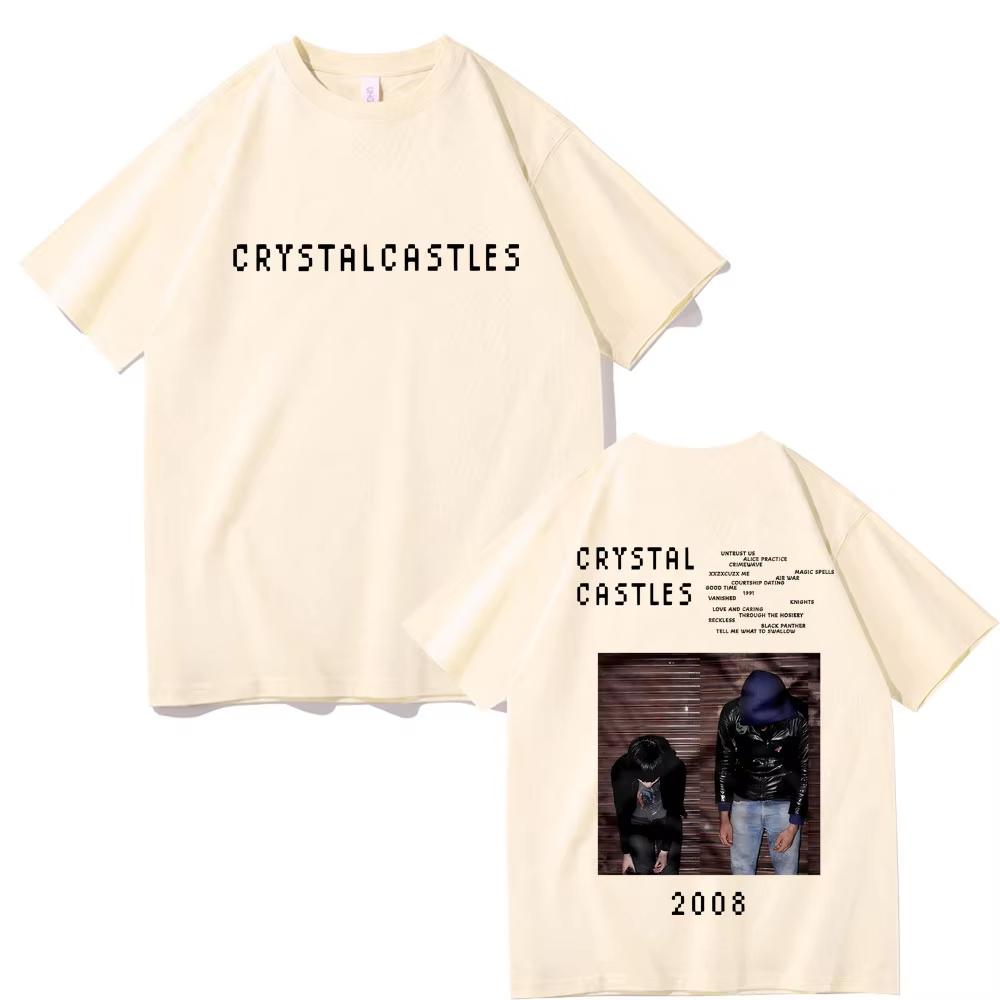 Crystal Castles Double Sided Printed T Shirts Men Women Hip Hop Rock Oversized Tshirts Male Gothic T Shirt Mens Vintage Tshirt