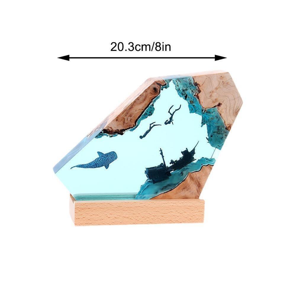 USB Charge Resin Table Light Seabed World Diving Cave Free Diving Night Light  Exploration Theme