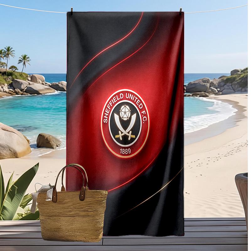 Sheffield United Football Print Beach Towel, Large Soft Quick Dry Towel for Beach Camping Swimming