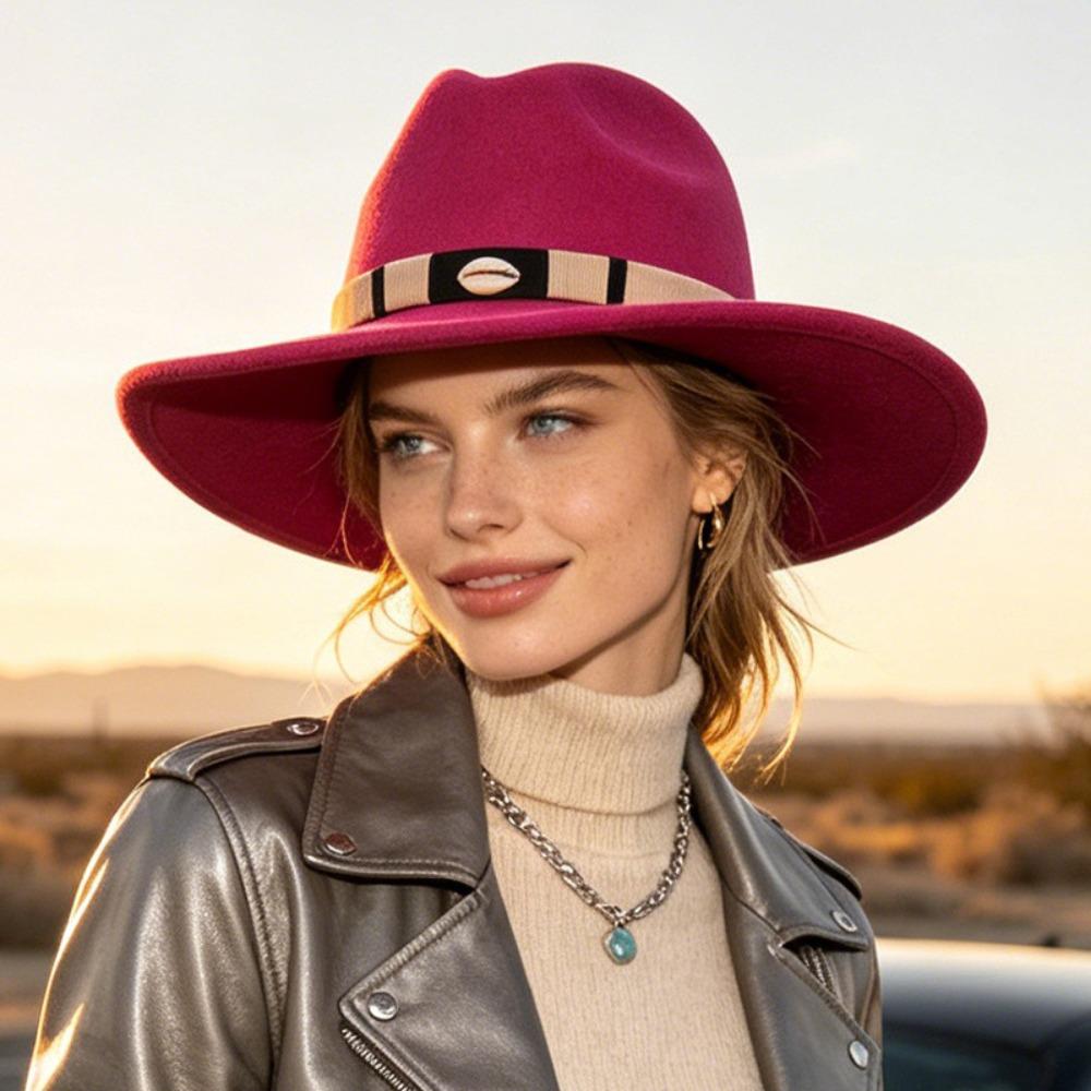 Ethnic Style Jazz Hat Solid Color Vintage Cowgirl Hat Fashion Western Cowboy Hat for Men And Women