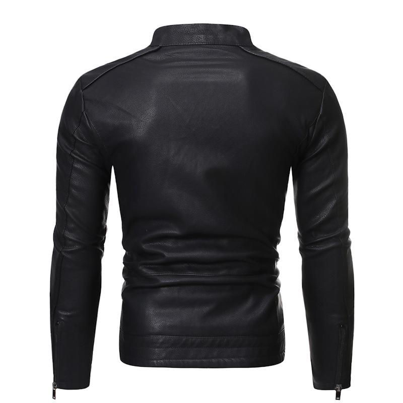 2025 Men's Washed Leather Motorcycle Jacket - Autumn/Winter Stand Collar, Versatile Style