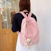 Stylish Black Purple Pink Blue Canvas Backpack For High School College Students With Large Capacity