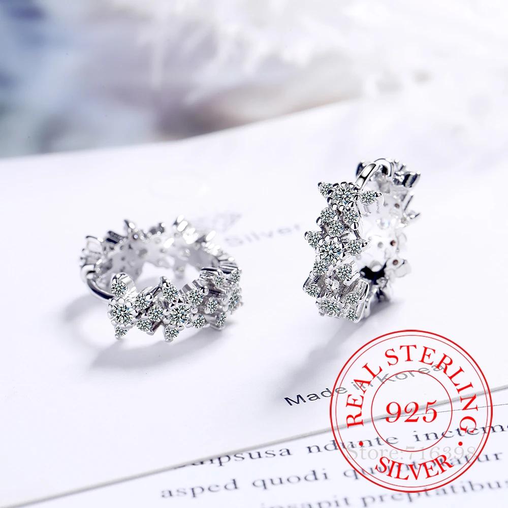 100% Real 925 Sterling Silver Lovely Stereoscopic Plum Bossom Piercing Earrings For Women Student Luxury Jewelry Aretes De Mujer