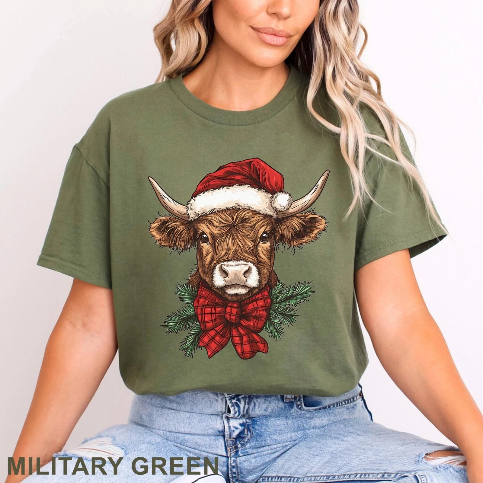 Cow Coquette Christmas Shirt, Merry Christmas Heifers Tee, Highland Cow, 203740 4XL