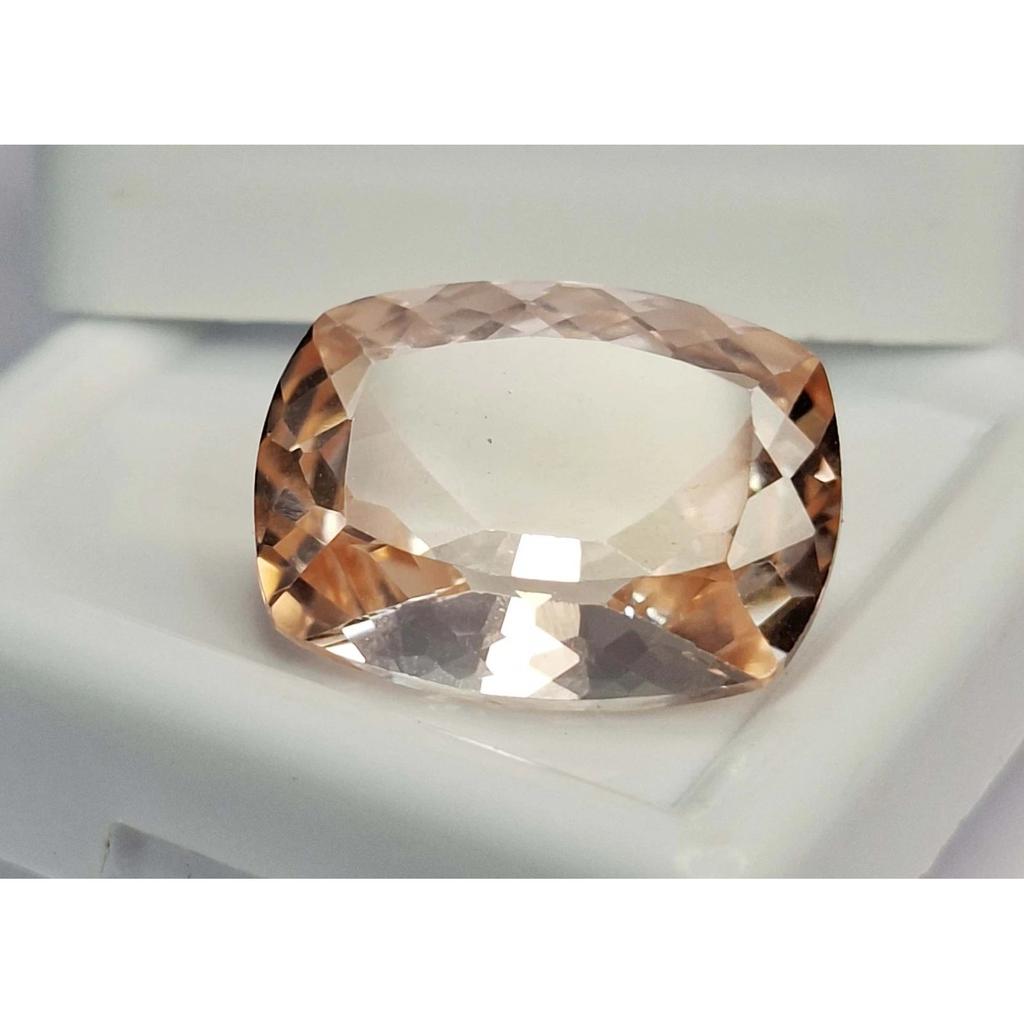 Beautiful Peach Morganite Natural Cushion Cut 12-14 Ct Certified Loose Gemstone