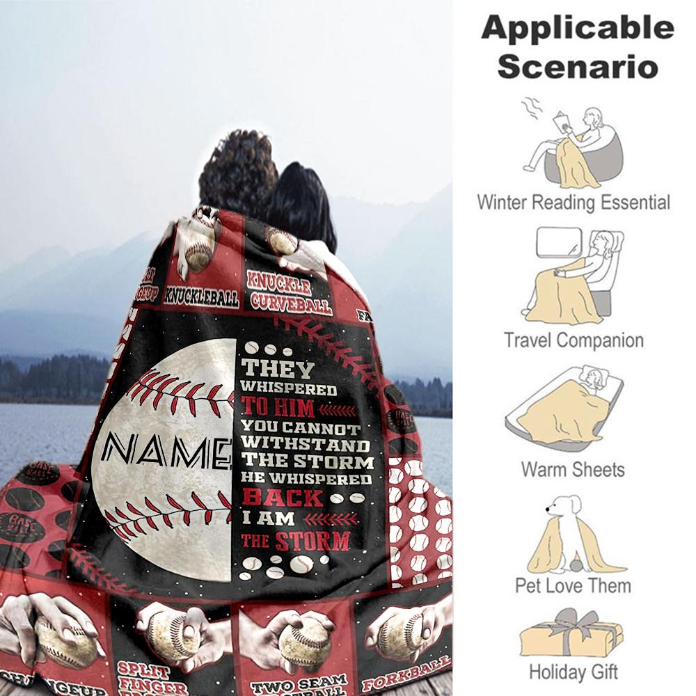 Softball44 Personalized Text Blanket Lightweight Customizable Blanket Soft & Cozy Throw For Seaside Home Decor Livingroom Picnics for All Occasions