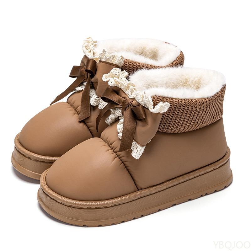 Fashion Thick soled versatile comfortable snow boots for women new winter with added fleece anti slip warm cold resistant cotton shoes