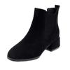 Fashion Women  Ankle Boots Autumn Winter  Boots Slip-on Round Toe 3.5cm Square Heel Solid Casual Black Camel Booties Size 35-43