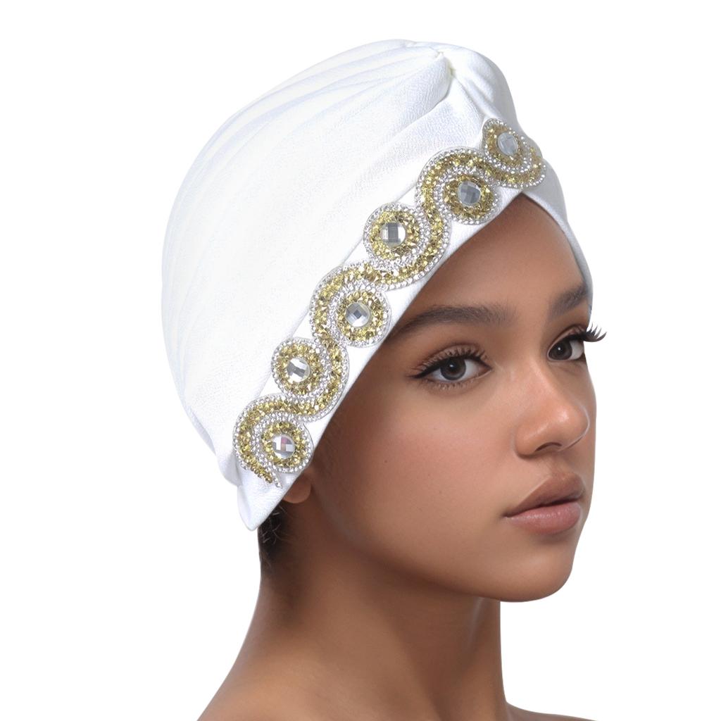 Indian Women Chemo Cap Muslim Diamonds Hijab Pleated Turban Wrap Headscarf Beanies Hair Loss Bonnet Hat Femme Turbante Mujer New