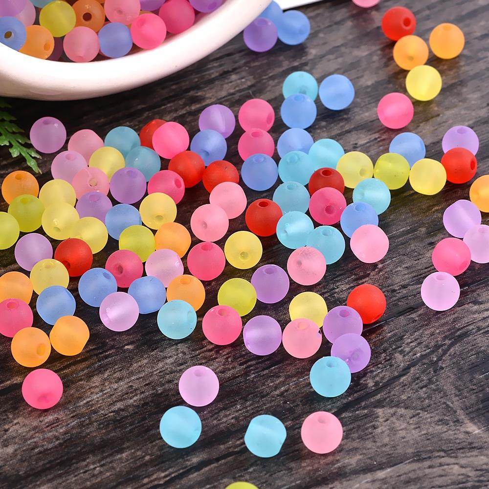 100Pcs 8mm Acrylic Round Frosting Loose Beads DIY for Pendant Necklace Bracelet Jewelry Making