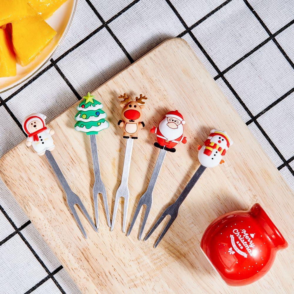 Ornaments New Year Table Accessories Vegetable Fork Christmas Decorations Christmas Fruit Fork