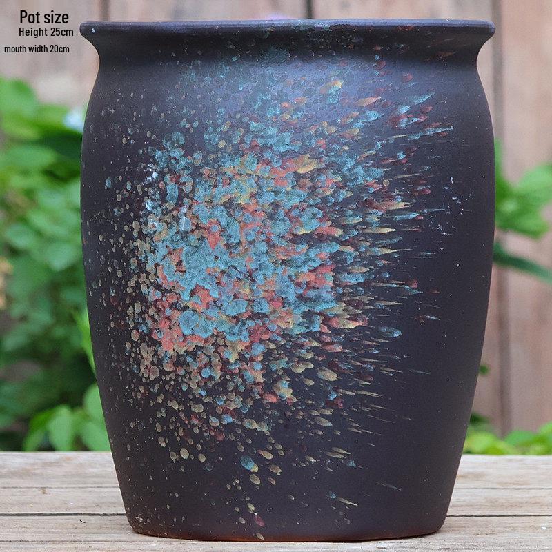 Handmade Coarse Pottery Flower Pot - Large Ceramic Jar for Bougainvillea & Hydrangeas