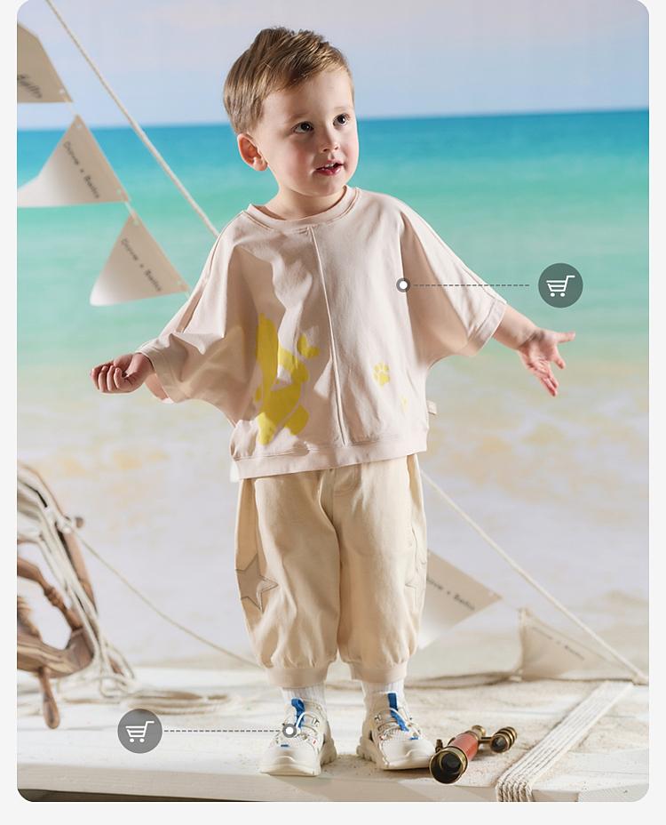 David Bella children's knitted cropped pants summer outfit new boys' pure cotton pants baby mosquito proof pants