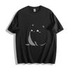 Minimalist Gray Cartoon Cat Graphic T-Shirt Mens Womens Tees Top
