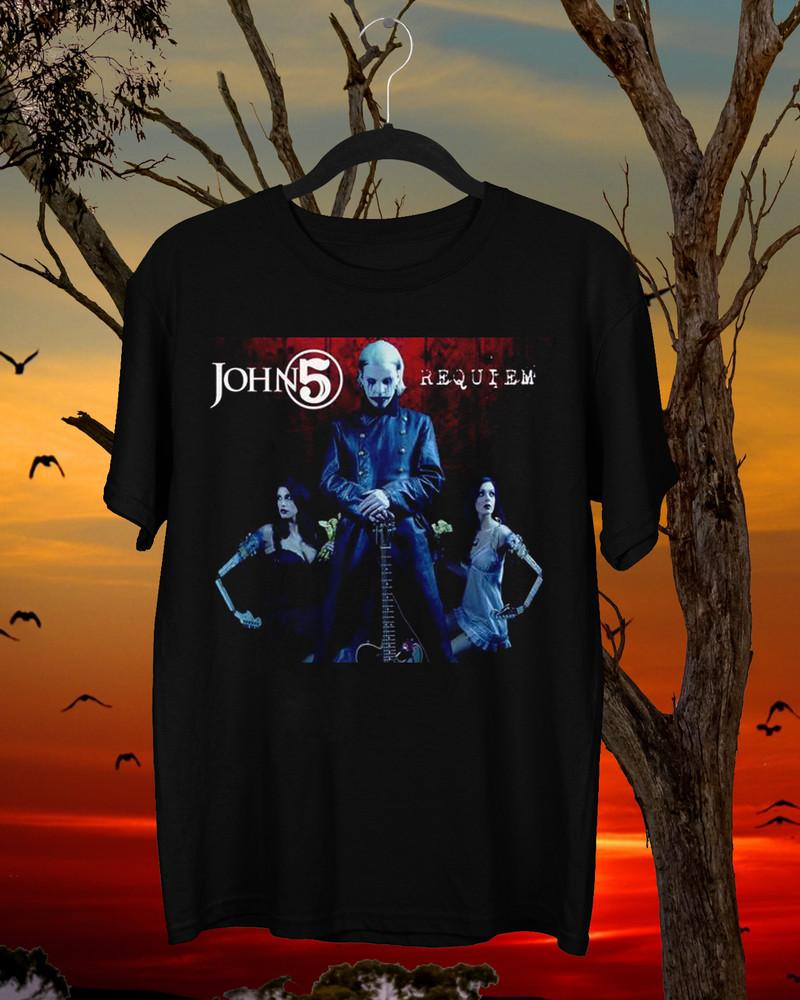 

New John 5 Requiem Album Short Sleeve Black All Size Gift Shirt HE614 Unisex T-Shirt XXXL