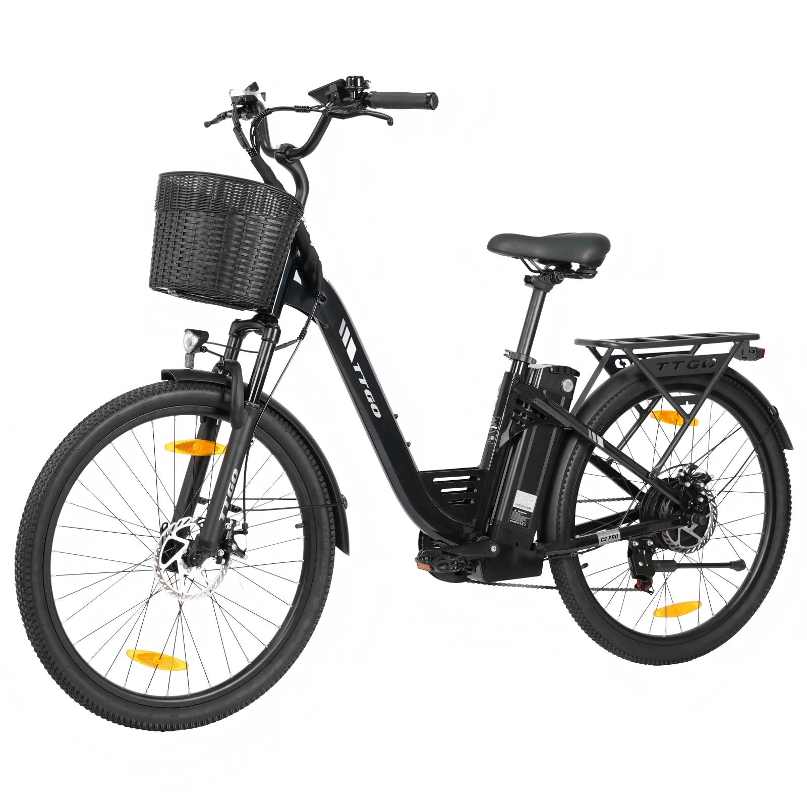 Eco Ride Ttgo C2 Pro City Elektrofahrrad, 26-Zoll-Reifen, 250W Motor, 36V18Ah Akku, Geschwindigkeit 25 Km/h, Maximale Reichweite 80-120 Km, Shimano 7-Gang