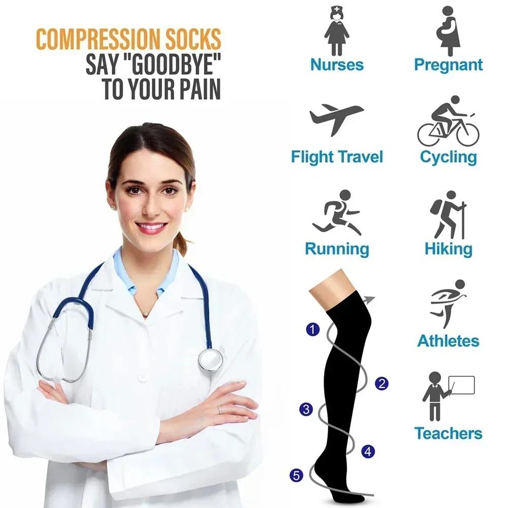 1 Pair Compression Socks Knee High Compression Sock for Women  Men Stockings for Running, Cycling,Athletic