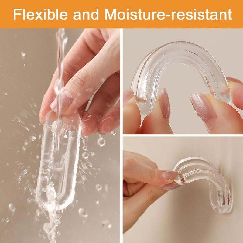 4PCS Self-Adhesive Drawer Pulls,Transparent Soft Silicone Sliding Door Handles,No-Drill Door Handle for Kitchen Cabinet Hardware