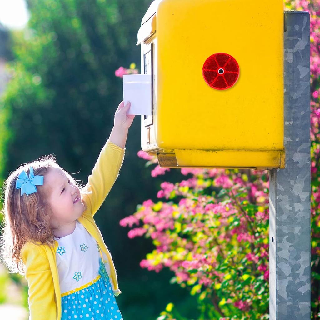 Kingdder 16er Pack Runde Front-Reflektoren für Einfahrt Zaun Torpfosten Anhänger Sicherheitsreflektoren mit zentralen Befestigungslöchern Autos Boote