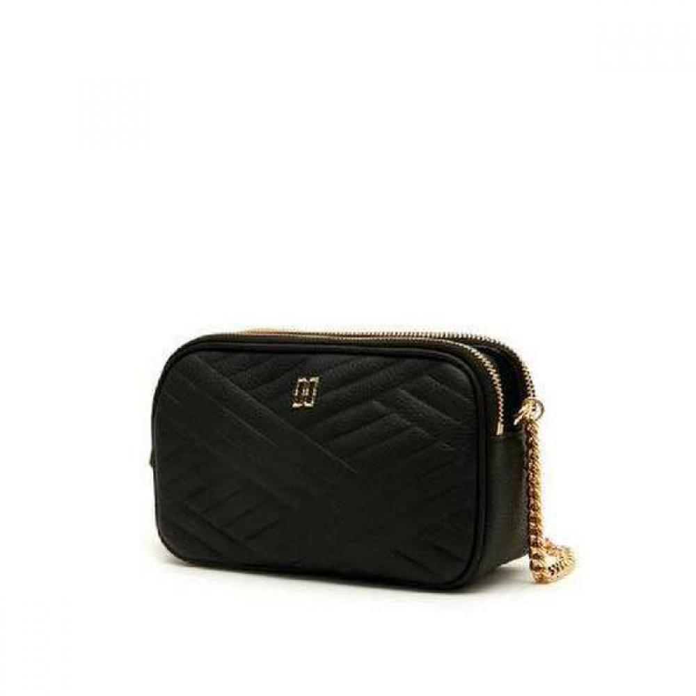 

Daks Black Quilted Leather Small Crossbody Bag Dd Logo Single option
