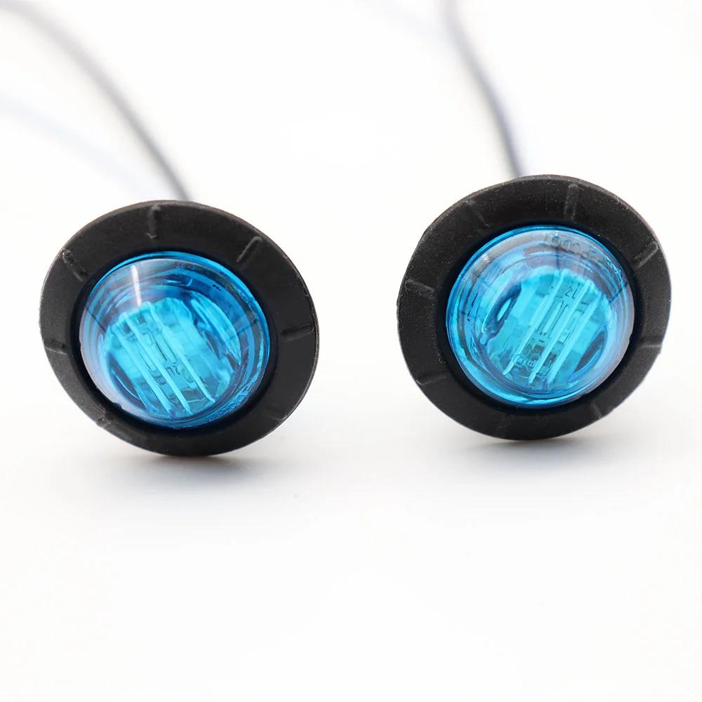 

2pcs Waterproof Side Marker Indicators Light LED 12V Bullet Lamp Mini 3/4 for Truck Trailer Tail Clearance Lights синій