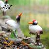 Micro Landscape Decorative Figurines Resin Red-Crowned Bird Figurines, Realistic Statues with Rock Base, Mini Outdoor Rockery Landscaping