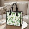 Floral Canvas Tote Bag Casual Daily Handbag Large Capacity Shoulder Bag for Women Lightweight Reusable Shopping Bag
