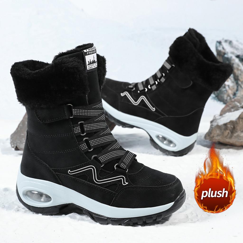 TUINANLE Cizme de zăpadă noi pentru femei, cizme de gleznă iarnă cu vârf înalt, de exterior, antiderapante, casual, din bumbac, călduroase, cu pluș, pantofi pentru bărbați