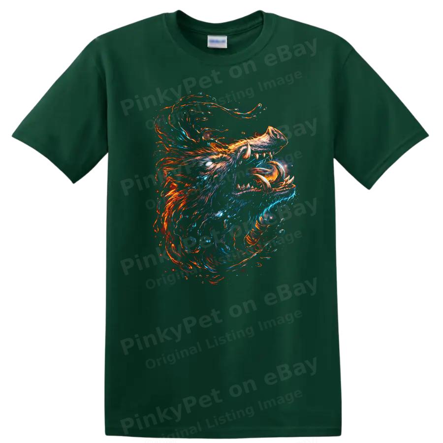Colorful Fire and Ice Dragon Animal T Shirt Unique Graphic Tee Design Art