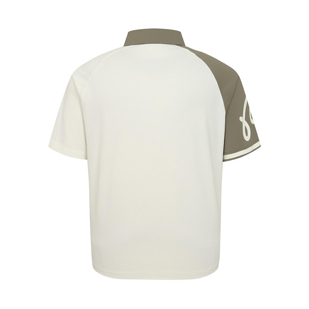 MALBON GOLF Contrast Sleeve Polo Shirt Khaki (Man)