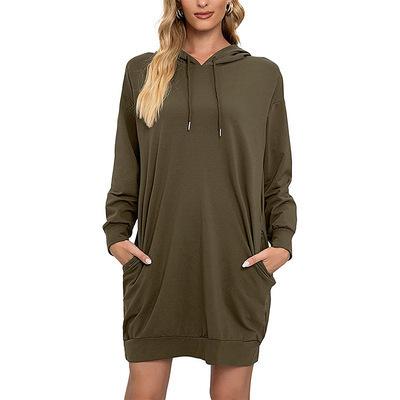 Felpa Lunga con Cappuccio da Donna Coulisse Manica Lunga Vestibilità Larga Colore Unito Casual Tunica Top con Tasche