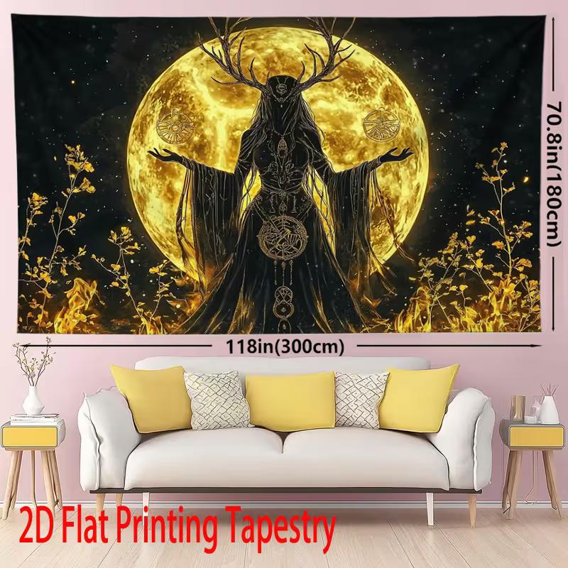 

2D Mystical Goddess Tapestry, Celestial Moon Witch Wall Decor Cloth 47.2x31.5inch/120*80cm