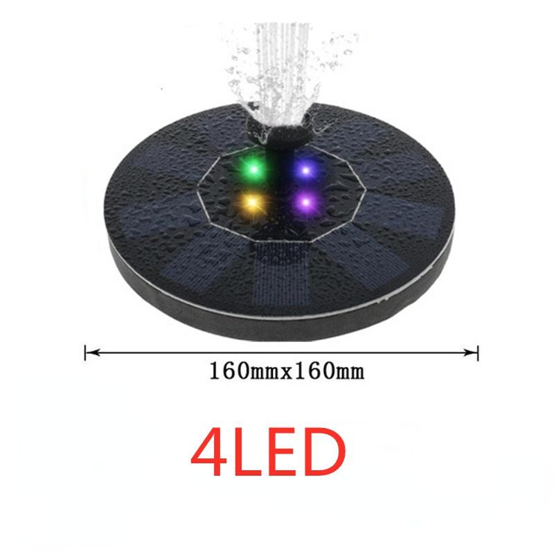 Waterproof Solar Fountain with LED Light 3W 7.48/6.3 Inches Solar Panel Bird Bath Fountain Colorful 6/4 Lights Swimming Pump Floating Solar Fountain