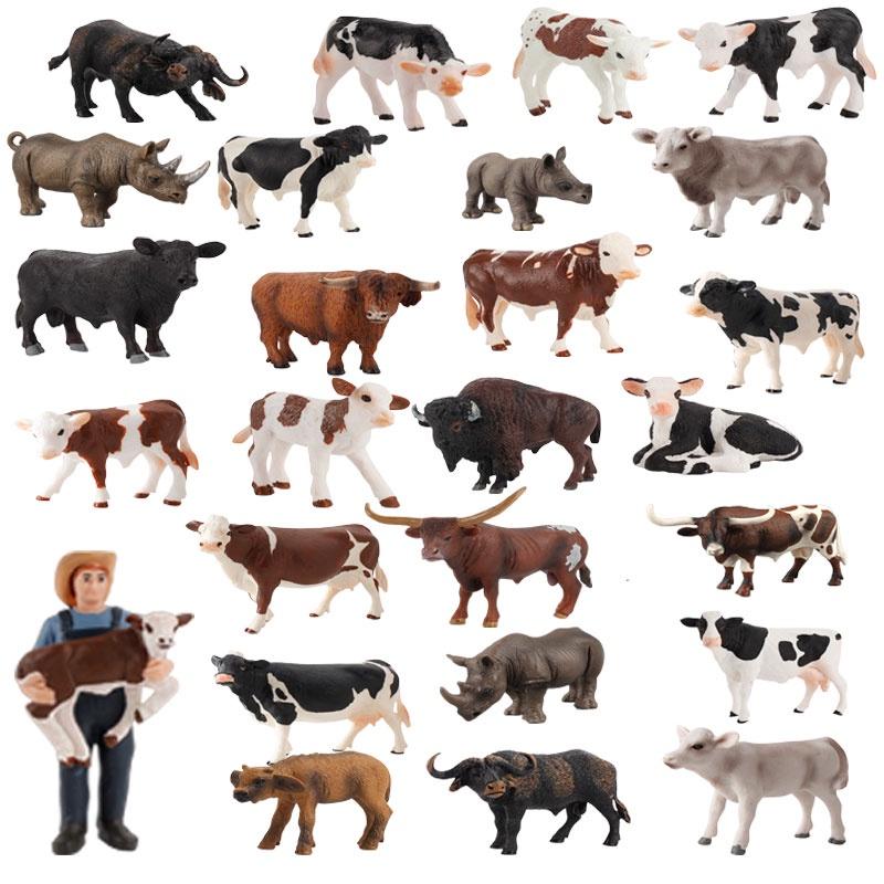 Educational Toy Animal Model Simulation Farm Animal Figures Kid's Gift Plastic Material Cow Category 14x8cm Size