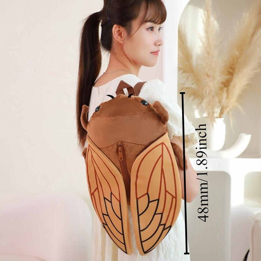 Cicada Plush Backpack Kid School Bag Cute Lifelike Insect Plushie Doll Cartoon Beetle Bag Soft Animal Plush Toy Birthday Gift