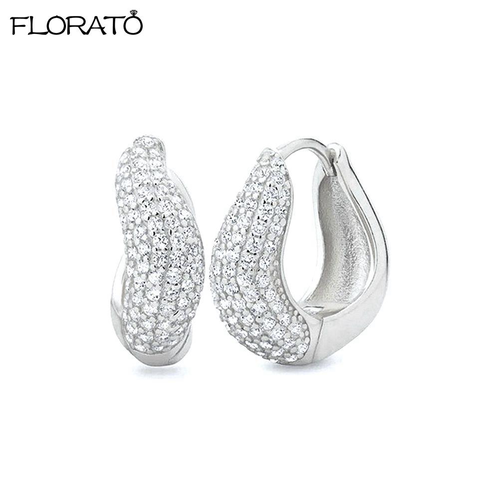 925 Sterling Silver Needle Luxury 18K Gold-color Hoop Earrings for Women Fashion Zircon Earrings Wedding Fine Jewelry Wholesale