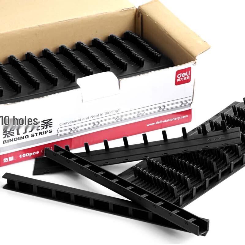 Deli 10-Hole Plastic Binding Strips (100-Count) CN plug (adapter included)