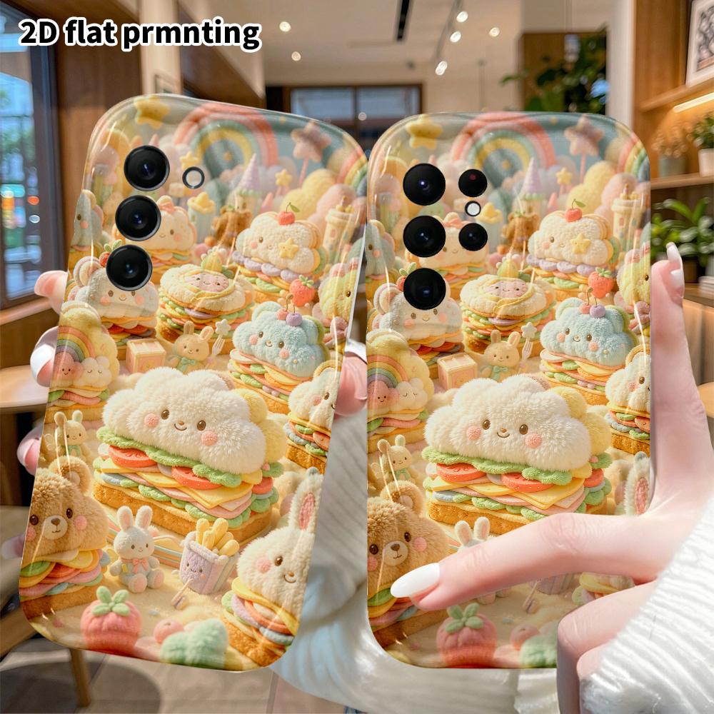 Phone Case: 2D flat, suitable for Samsung Galaxy A34 A35 M05 M06 S20 S22 S21 FE Plus 5G protective cases, Cloud Burger Paradise, perfect Christmas and