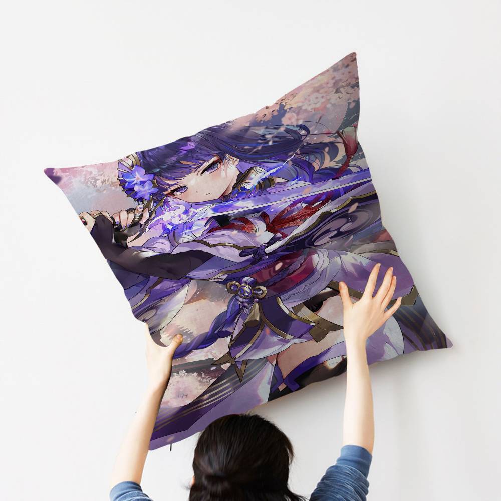 G-Genshin Impact Raiden Shogun Stitch Lucky Dragon Pillow Cover Sofa Cushion Cover Home Room Decoration Children Gift