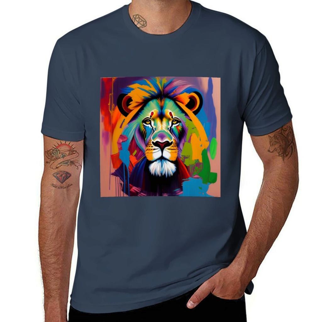 Lions Oil Paint Majestic And Magnificent Face Tshirt Work Outdoor Tshirt For Unisex