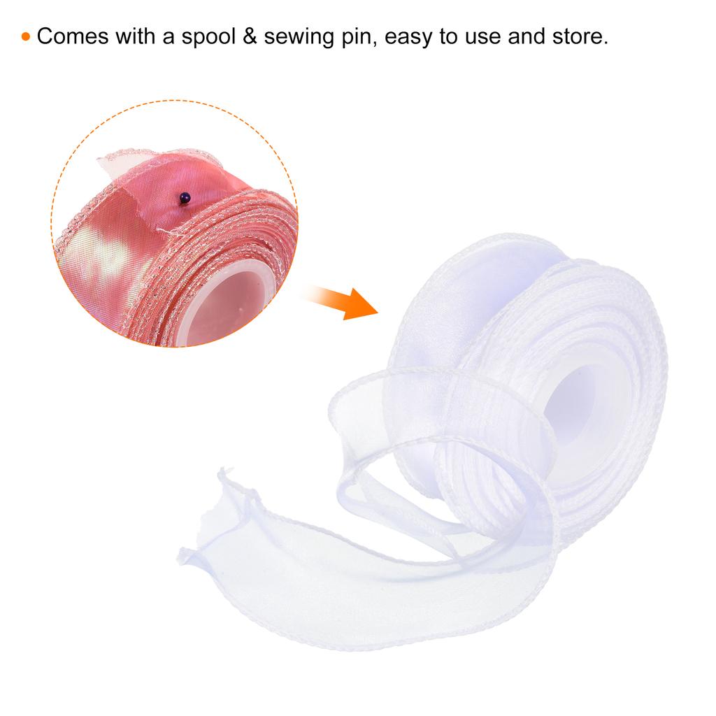 Sheer Organza Ribbon 1 Roll Chiffon Decoration Fabric for Gift Wrapping Crafts Wedding Bouquet White 1-37/64 Inch 10 Yard