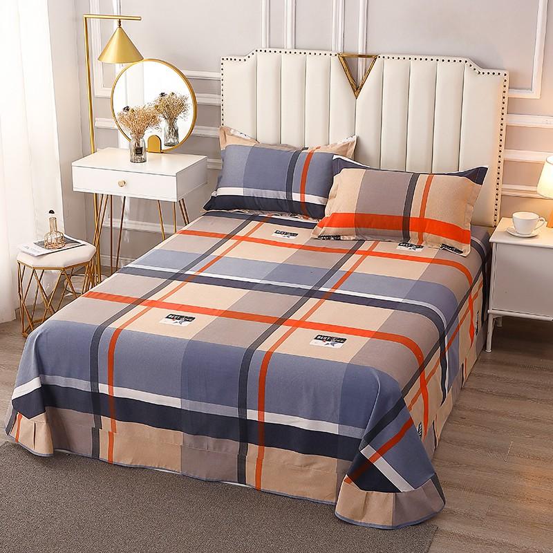 Vintage Geometric Pattern Bed Sheet Set 100% Cotton Luxury Classic Bedspread with 2 Pillowcases Queen King Size Bedding Set