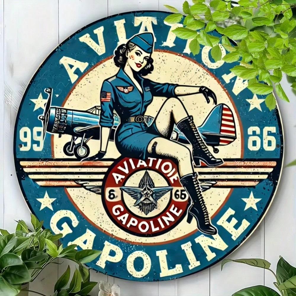 Vintage Aviation Tin Sign Pilot Retro Metal Wall Art Decor
