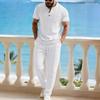 2026 Men's European & American Summer Henley T-Shirt + Drawstring Pants Set