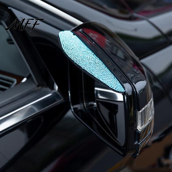Rainy Day Driving Safety Gear Rhinestone Car Side Mirror Rain Visor Guard, Anti-Glare Rear View Guard Eyebrows, Widened Arc Mirrors Deflector for SUV