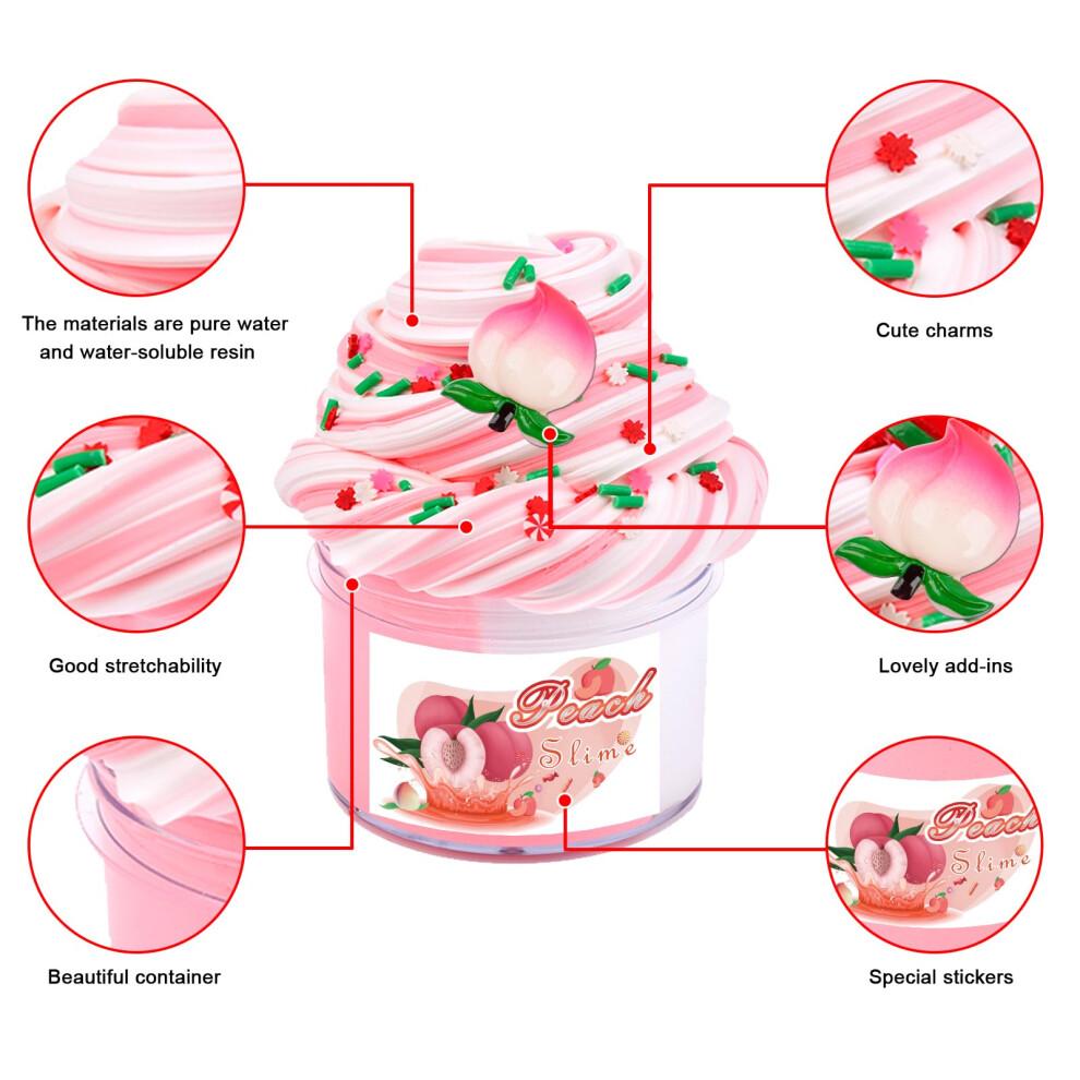 Scented Slime Kit with 7 Pack Butter Slimes,Dual Colored Peachybbies Slime Watermelon Charms,Super Soft and Non-Sticky,Stress Relief Toy Party Favors