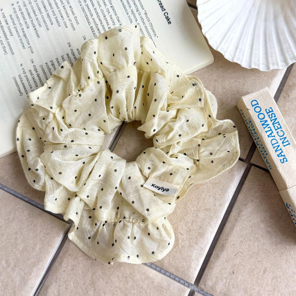 White Polka Dot High Elasticity Korean Style Women's Ponytail Hair Tie 2026