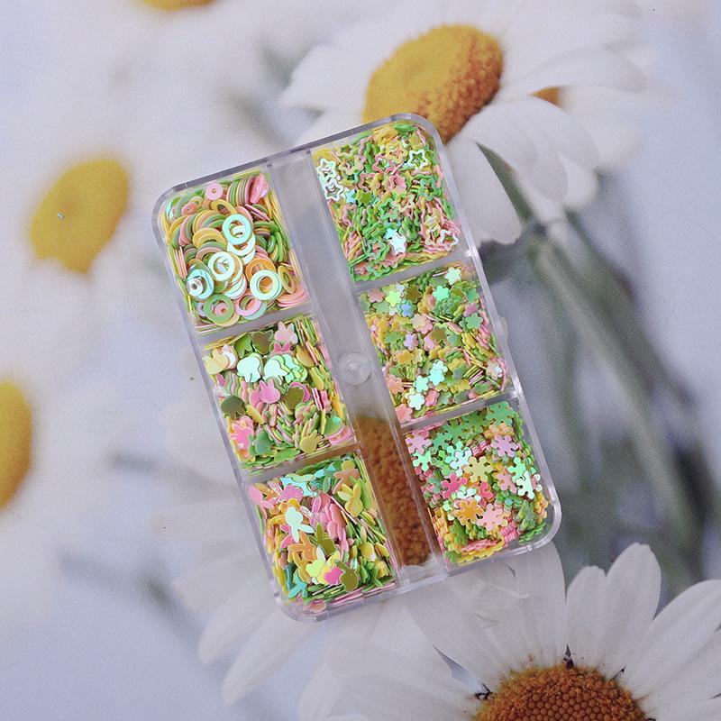 6 Grids Star Sequin Five-Pointed Star Colorful Nail Art Charm Sparkle 3D Nail Rivet Nail Decoration Diy Manicure Accessories